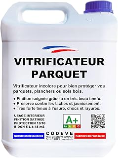 Vitrificateur Parquet - Codeve Bois - 20L - Intérieur - Pour La Protection De Votre Parquet, Plancher Ou Sol En Bois.