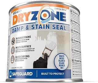 Dryzone Peinture Anti-Humidité et Anti-Taches – 500 ml – Blanc Mat Intérieur – Recouvre taches d
