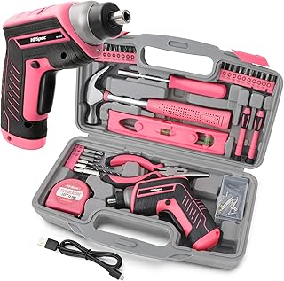 Hi-Spec Tournevis Électrique 3.6V Rose - Perceuse Visseuse Devisseuse Sans Fil avec Ensemble d