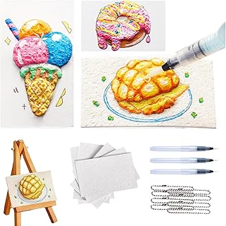 JOOTUEPO Magic Puffy Painting Set, Kit de peinture texturée en mousse magique, 3D Drawing Canvas Sponge Pint, Effet popcorn magique avec eponge pour toiles DIY (Carré)