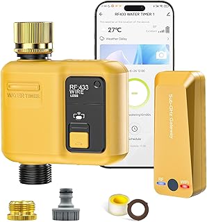 Programmateur Arrosage Connecté 1 Voies Automatique WiFi avec RF433 Technologie Programmable Irrigation Timer pour Jardin