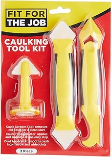 Fit For The Job Kit Outils de calfeutrage 3 pc pour appliquer et lisser les joints, enduits, mastic silicone et joints de carrelage ou retirer les anciens, idéal pour salle de bain, douche et cuisine