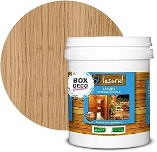 BOX DECO COULEURS Lasure naturelle bio bois intérieur et extérieur écologique Lasural Natura - 1L, Chêne clair