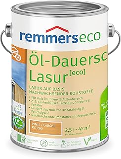 Remmers Lasure huile écologique Chêne clair, 2,5 litres, Lasure écologique aqueuse pour bois, protection longue durée pour intérieur et extérieur, durable, végane, sans danger pour les abeilles.
