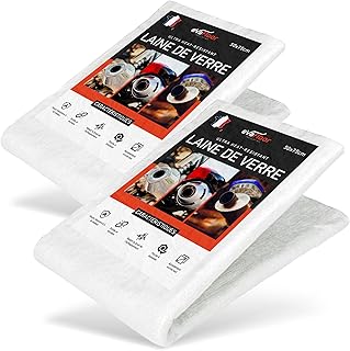 EVAFLOOR® Pack 2 Laine de Verre 50x75 cm - Épaisseur 8 mm | Résiste jusqu’à 800 °C | Parfait pour Silencieux d