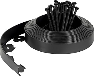 Velway Bordure de Jardin en Plastique Flexible 10 mètres, Hauteur 5cm - avec 40 Piquets d