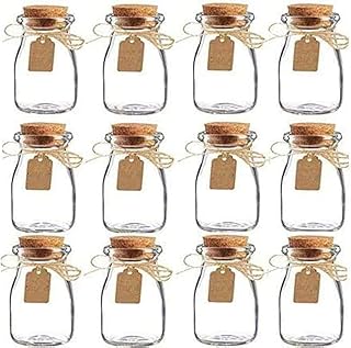 15 pièces Pot de faveur en Verre Vintage avec couvercles en liège, Bouteilles en Verre de faveur de fête de Mariage