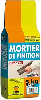 Mortier de Finition Blanc 5kg - Enduit de Lissage Prêt à Gâcher, Haute Adhérence - Rebouchage, Réparation et Finition Murs et Sols Intérieurs/Extérieurs, Application Manuelle, Grain Fin