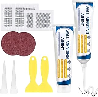 ACEBON Crème Réparation Murale, Enduit de Rebouchage Pâte de Murs, 4 patchs Dautocollants Muraux, Répare Efficacement les Rayures, Trous, Fissures, Graffitis Sur les Murs