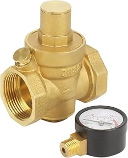 Vanne Réduction Pression Eau Réglable Laiton Manomètre Compteur Pression Réducteur Pression Eau Protection Plomberie DN32 pour Système Plomberie