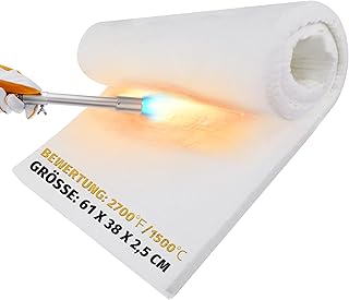 lormuzi Couverture isolante en fibre de céramique, 1500°C/2700°F (61 x 38 x 2,5 cm), isolation réfractaire pour lave-vaisselle, fours, forges, chaudières, fours à pizza et plus encore