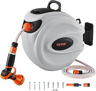 VEVOR Enrouleur Tuyau Arrosage Mural, 30 m x 12 mm, Dévidoir de Tuyaux d