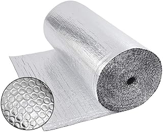 Isolant Thermique 0,6x10M, Rouleau Film Aluminisé a Bulles Double Face 4mm Résistant pour Réflecteur de Chaleur et de Froid, Idéal pour Radiateur, Mur, Voiture, Fenetre