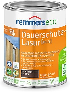 Remmers Lasure huile écologique Palissandre, 0,75 litres, Lasure écologique aqueuse pour bois, protection longue durée pour intérieur et extérieur, durable, végane, sans danger pour les abeilles.