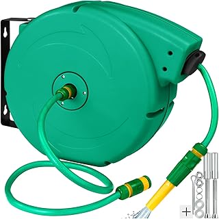 tectake® Enrouleur tuyau arrosage Dévidoir mural Enroulage automatique régulier avec guidage Tuyau arrosage 20 m et Lance à eau inclus Support mural pivotant à 180°, Dévidoir Jardin Jardinage Terrasse
