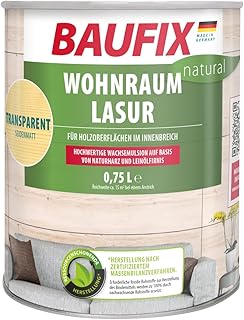 BAUFIX Lasure naturelle pour Pièces à Vivre transparent, satinée mate, 0.75 litres, Lasure pour bois, Lasure bois écologique pour l
