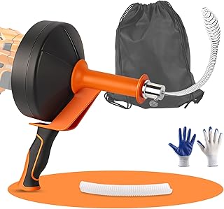 Furet Déboucheur Canalisation 10 m – Déboucheur idéal & Furet Déboucheur pour Évier et Salle de Bain – Déboucheur Canalisation Professionnel Compatible Perceuse – Kit Complet avec Gants