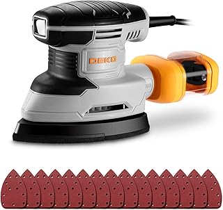 Ponceuse Triangulaire DEKOPRO 180W - Ponceuse Electrique 13000 RPM avec Dépoussiéreur et 15 Abrasifs - Ponceuse Bois Idéale pour Ponçage, Polissage, Travail du Bois - Ponceuse Delta