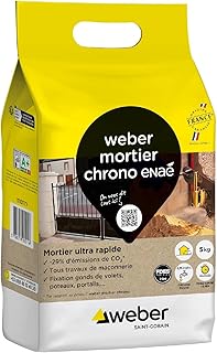 Weber Mortier de maçonnerie ultra-rapide, 5kg, WEBER MORTIER CHRONO